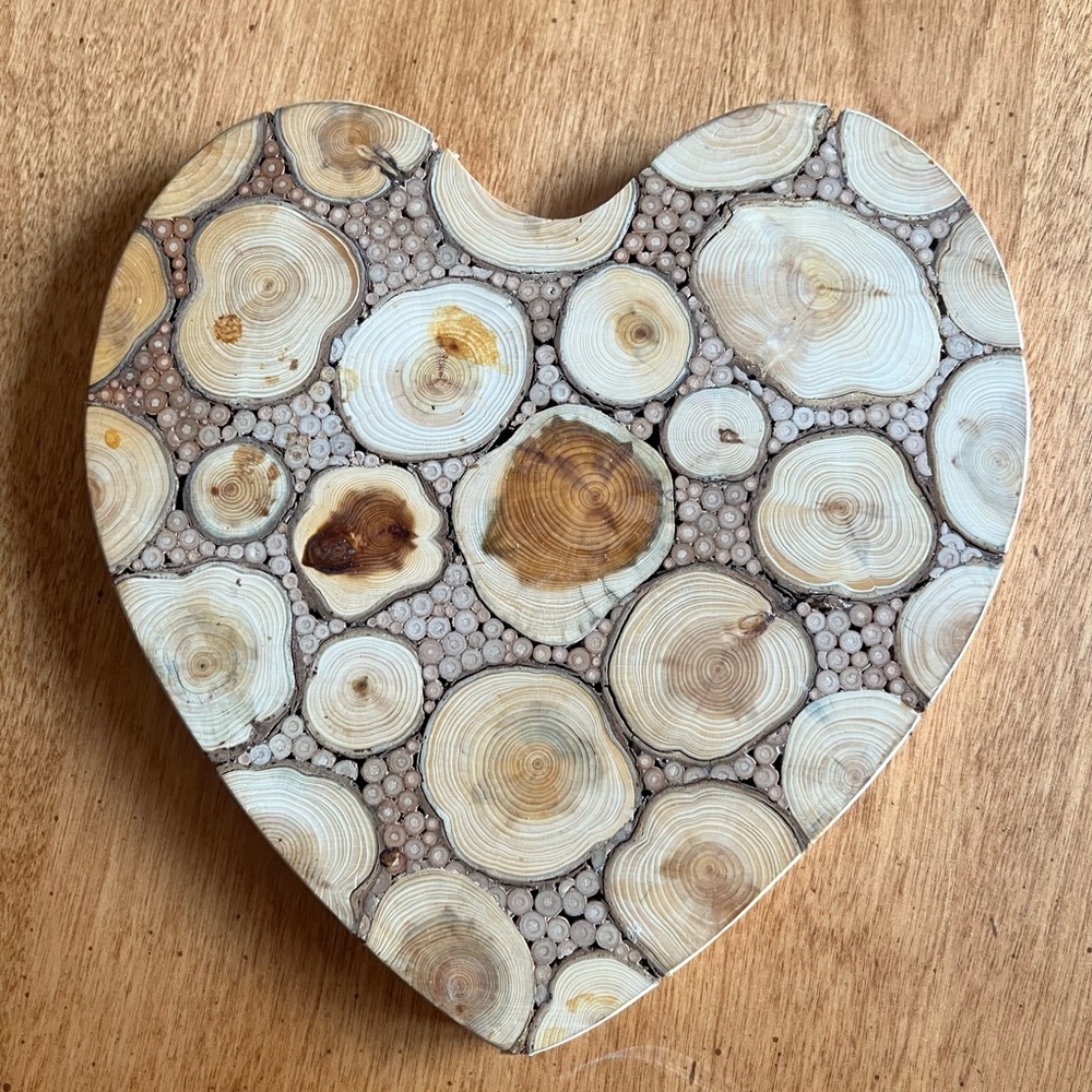 Unique Wood Heart Trivet Decor